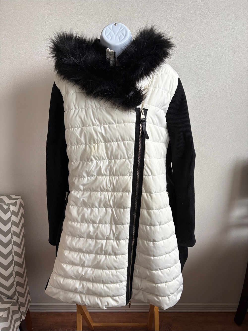 Calvin Klein Performance Faux-Fur Trim Quilted Coat w Stretch Side Panels Sz 2X